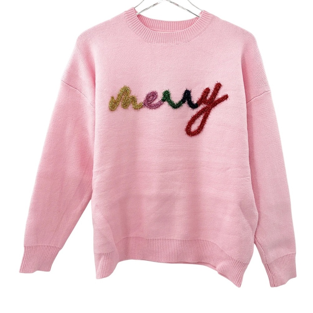 Main Strip Pink 'Merry' Crew Neck Sweater